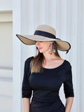 SHEIN 1pc Women's Wide Brim Straw Hat With Ribbon Bow