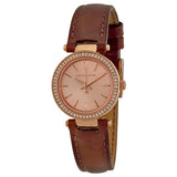 Michael Kors Darci Brown Leather Strap Rose Gold Dial Quartz Watch for Ladies - MK-2353