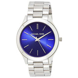 Michael Kors Slim Runway Silver Stainless Steel Blue Dial Quartz Watch for Ladies - MK-3379