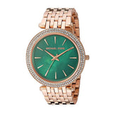 Michael Kors Darci Rose Gold Stainless Steel Green Dial Quartz Watch for Ladies - MK-3552