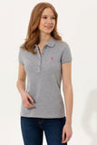 USPA Women's Gray Slim Fit Polo Shirt