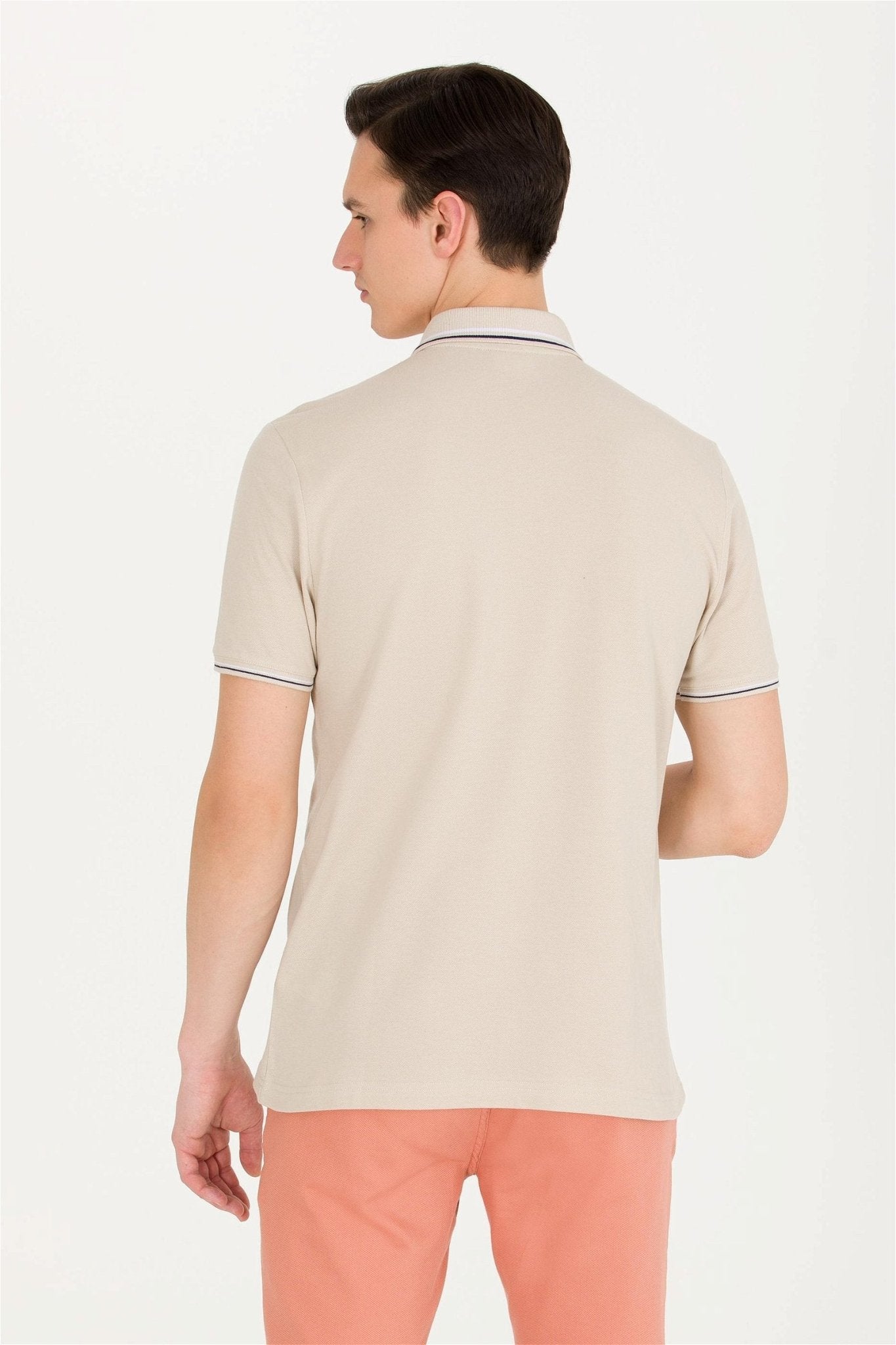 USPA Men's Stone Basic Polo Neck T-Shirt