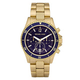 Michael Kors Sport Gold Stainless Steel Blue Dial Chronograph Quartz Watch for Ladies - MK-5438