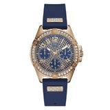 Guess Lady Frontier Blue Silicone Strap Blue Dial Quartz Watch for Ladies - W1160L3