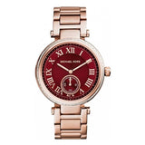 Michael Kors Skylar Rose Gold Stainless Steel Red Dial Quartz Watch for Ladies - MK-6086