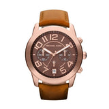 Michael Kors Mercer Brown Leather Strap Chocolate Dial Chronograph Quartz Watch for Gents - MK2265