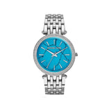Michael Kors Darci Silver Stainless Steel Turquoise Dial Quartz Watch for Ladies - MK3403