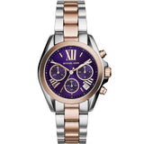 Michael Kors Bradshaw Two-tone Stainless Steel Purple Dial Chronograph Quartz Watch for Ladies - MK6074