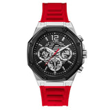 Guess Momentum Red Silicone Strap Black Dial Chronograph Quartz Watch for Gents - GW0263G3