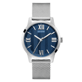 Guess Campbell Silver Mesh Bracelet Blue Dial Quartz Watch for Gents - GW0214G1