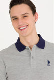 USPA Men's Gray Melange Polo Neck T-Shirt