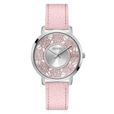 Guess Dahlia Pink Leather Strap Silver Dial Quartz Watch for Ladies - GW0529L1