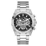 Guess Trophy Silver Stainless Steel Black Dial Chronograph Quartz Watch for Gents - GW0390G1