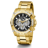 Guess Trophy Gold Stainless Steel Black Dial Chronograph Quartz Watch for Gents - GW0390G2