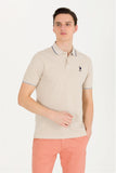 USPA Men's Stone Basic Polo Neck T-Shirt