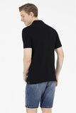 USPA Men's Black Basic Polo Neck T-Shirt