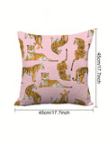SHEIN BlueLela 1pc Tiger Print Cushion Cover Without Filler, Modern Polyester Decorative Throw Pillow Case For Living Room And Bedroom