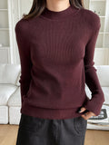 SHEIN DAZY Kpop Mock Neck Ribbed Knit Sweater