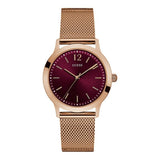 Guess Exchange Rose Gold Mesh Bracelet Purple Dial Quartz Watch for Gents - W0921G5