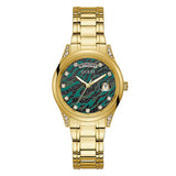 Guess Aura Gold Stainless Steel Green & Black Dial Quartz Watch for Ladies - GW0047L3