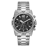 Guess Commander Silver Stainless Steel Black Dial Chronograph Quartz Watch for Gents - GW0056G1