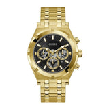 Guess Continental Gold Stainless Steel Black Dial Chronograph Quartz Watch for Gents - GW0260G2