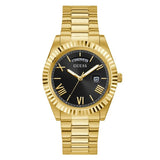 Guess Connoisseur Gold Stainless Steel Black Dial Quartz Watch for Gents - GW0265G3