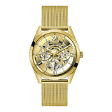 Guess Tailor Gold Mesh Bracelet Gold Dial Quartz Watch for Gents - GW0368G2