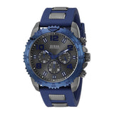 Guess Velocity Blue Silicone Strap Blue Dial Chronograph Quartz Watch for Gents - W0599G2