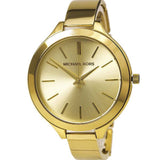Michael Kors Slim Runway Gold Stainless Steel Gold Dial Quartz Watch for Ladies - MK-3275