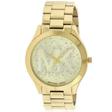 Michael Kors Slim Runway Gold Stainless Steel Gold Dial Quartz Watch for Ladies - MK-3590