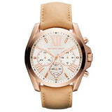 Michael Kors Bradshaw Brown Leather Strap White Dial Chronograph Quartz Watch for Ladies - MK-2292