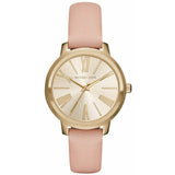 Michael Kors Hartman Pink Leather Strap Gold Dial Quartz Watch for Ladies - MK-2558