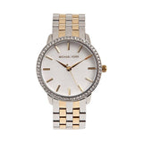 Michael Kors Accented Bezel Two-tone Stainless Steel White Dial Quartz Watch for Ladies - MK-3139