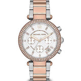 Michael Kors Parker Two-Tone Stainless Steel White Dial Chronograph Quartz Watch for Ladies - MK5820