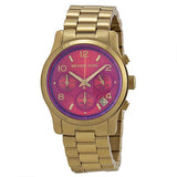 Michael Kors Runway Gold Stainless Steel Pink Dial Chronograph Quartz Watch for Ladies - MK-5939