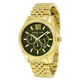 Michael Kors Lexington Gold Stainless Steel Green Dial Chronograph Quartz Watch for Gents - MK-8446