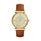 Michael Kors Catlin Brown Leather Strap Dial Quartz Watch for Ladies - MK-2375