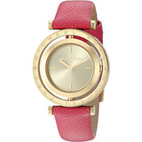 Michael Kors Averi Red Leather Strap Gold Dial Quartz Watch for Ladies - MK-2525
