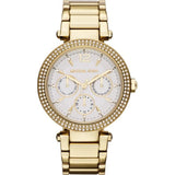 Michael Kors Parker Gold Stainless Steel White Dial Chronograph Quartz Watch for Ladies - MK-5780