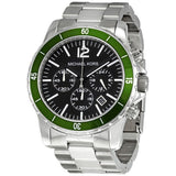 Michael Kors Designer Silver Stainless Steel Black Dial Chronograph Quartz Watch for Gents - MK-8141