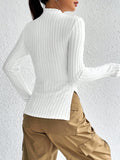 SHEIN Mock Neck Ribbed Knit Tee