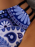 SHEIN Paisley & Mandala Print Bikini Set Triangle Bra & Cut Out Hipster Bottom & Cover Up 3 Piece Bathing Suit