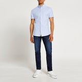River Island Oxford Muscle Fit Short Sleeve Shirt