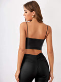 SHEIN Leather Look Crop Cami Top