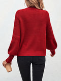 SHEIN LUNE Mock Neck Lantern Sleeve Sweater
