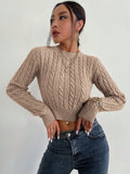 SHEIN Privé Cable Knit Crop Sweater