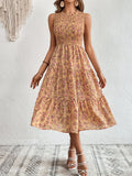 SHEIN VCAY Ditsy Floral Print Ruffle Hem Dress