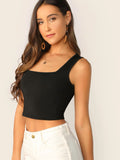 Shein Ribbed Form-Fitting Cropped Tank Top