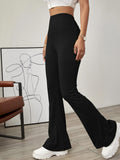 Shein Solid Ribbed Flared Leg Pants